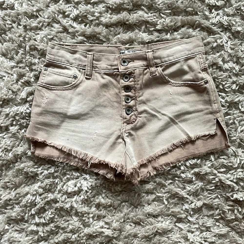 Free People- Taupe Denim Shorts- 100% Cotton